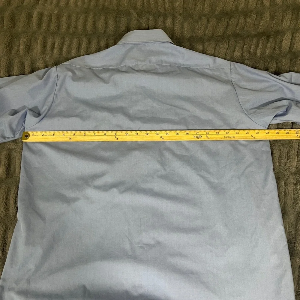 Vintage Perma Prest Sears Men's Light Blue Short Sleeve Button Up Shirt Size 16